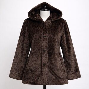 Vintage Y2K faux leopard oversized hooded coat – Hilary Radley New York